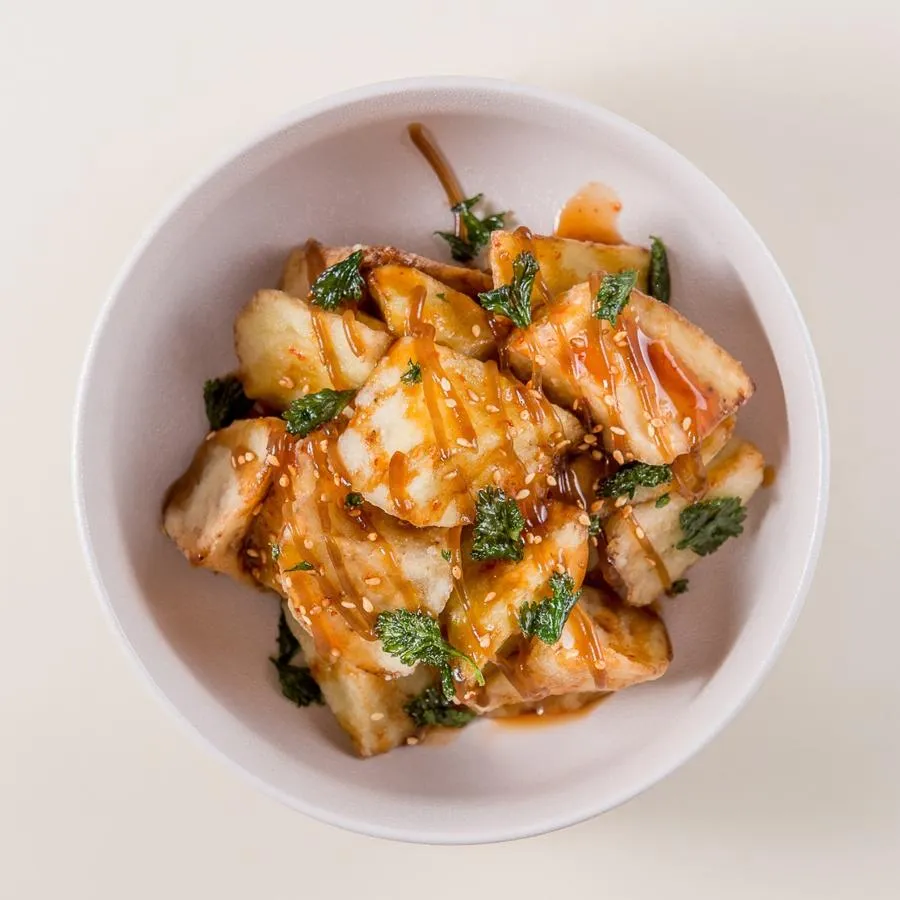 Хрустящие баклажаны в соусе чили